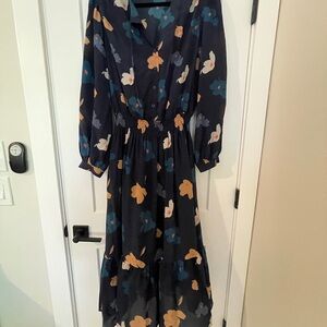Silk Floral Long Sleeve Dress
